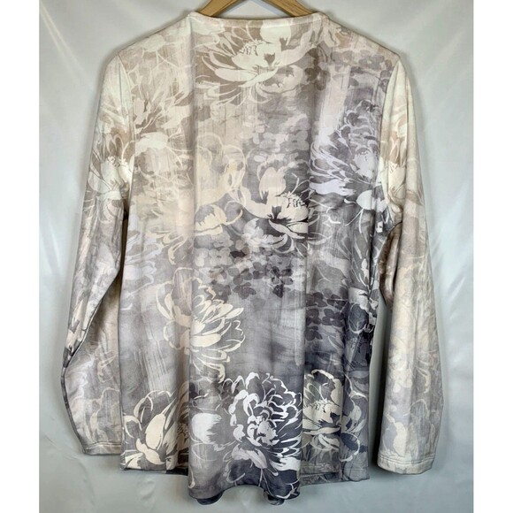 Soft Surroundings Floral Half Zip Long Sleeve Velvet Tunic Popover Top Large - Picture 8 of 8